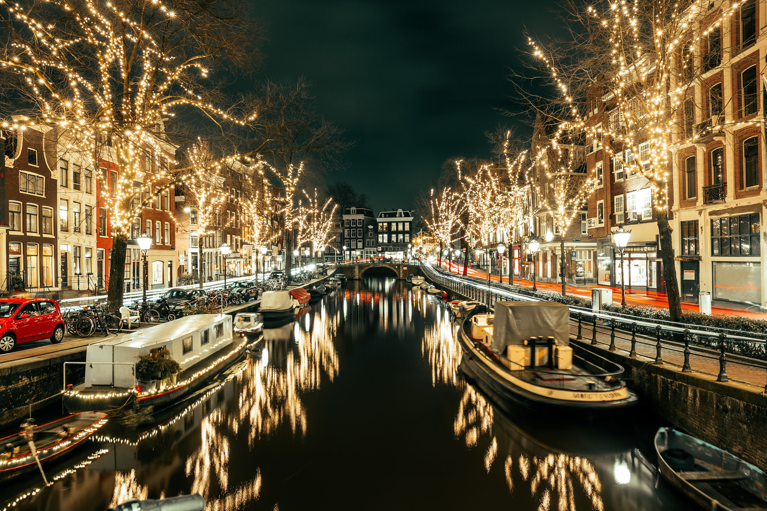 Holiday lights along the Rhine